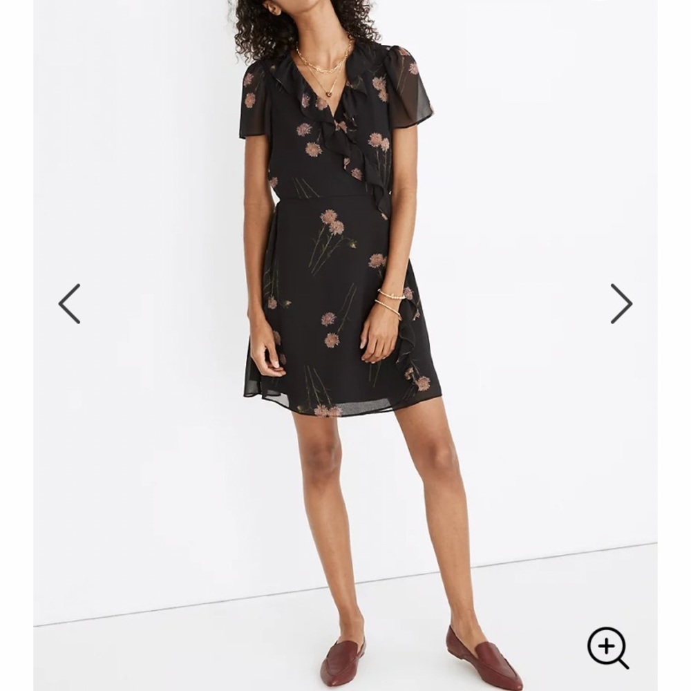 Madewell Georgette Ruffle Wrap Mini Dress in Aster Portrait  Sz S